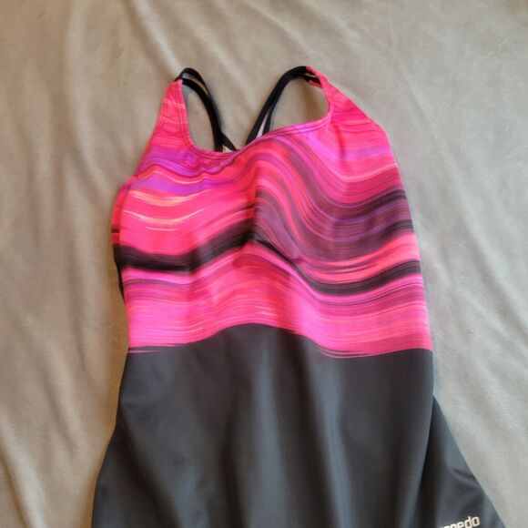 Speedo Swim Womens Size 10 Black Beach One-Piece Powerflex Eco Swimsuit Modesty - Picture 3 of 13